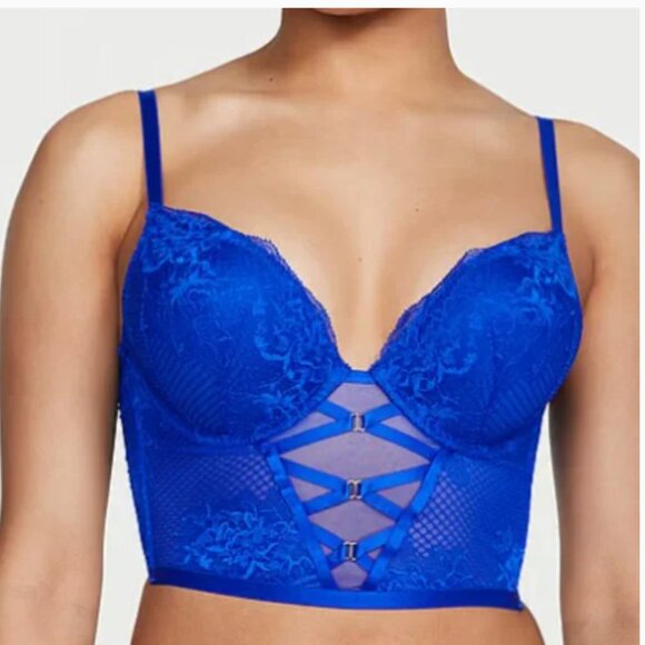 New VS VERY SEXY Bombshell Add-2-Cups Push-Up Corset Top Blue Oar 32A & Small - Picture 2 of 16